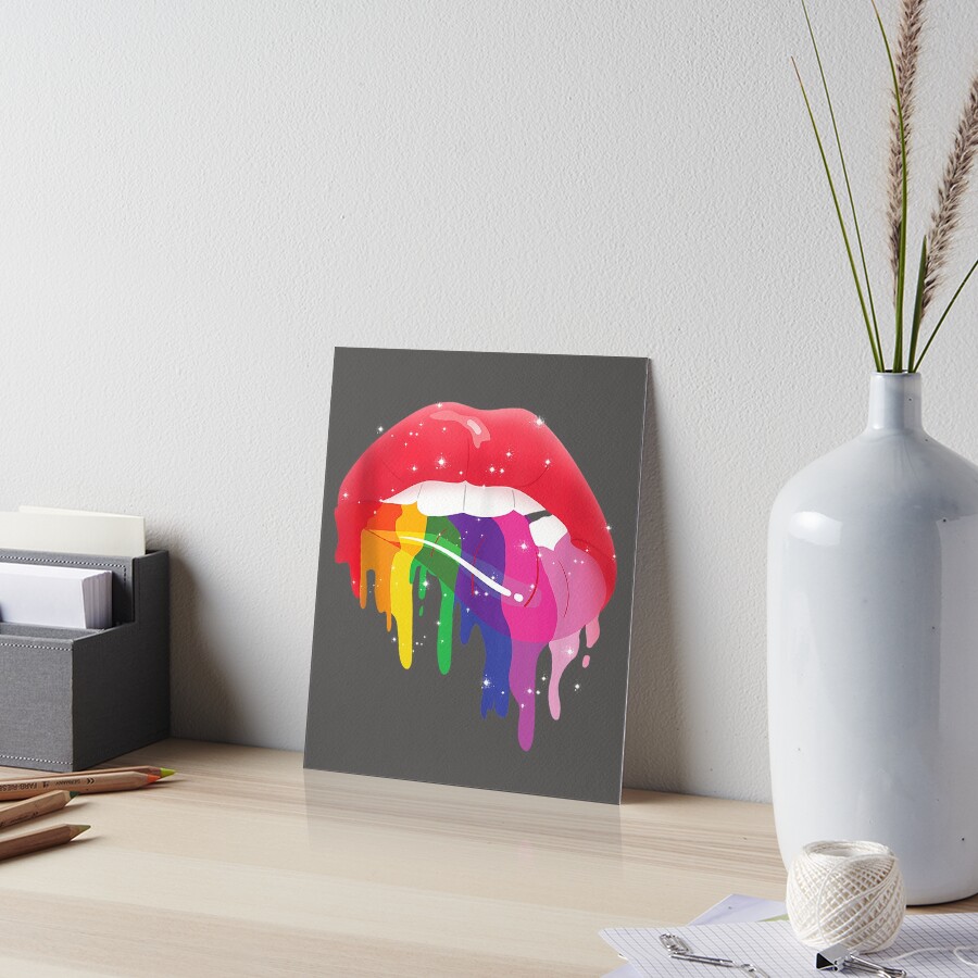 Rainbow Gay Pride Dripping Lips Art Board Print By Finncrawford