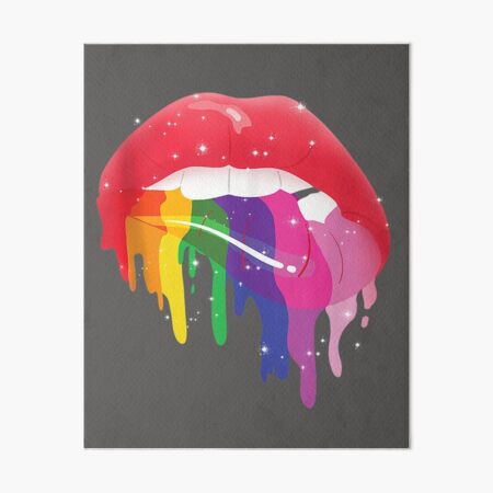 Rainbow Gay Pride Dripping Lips Art Board Print By Finncrawford