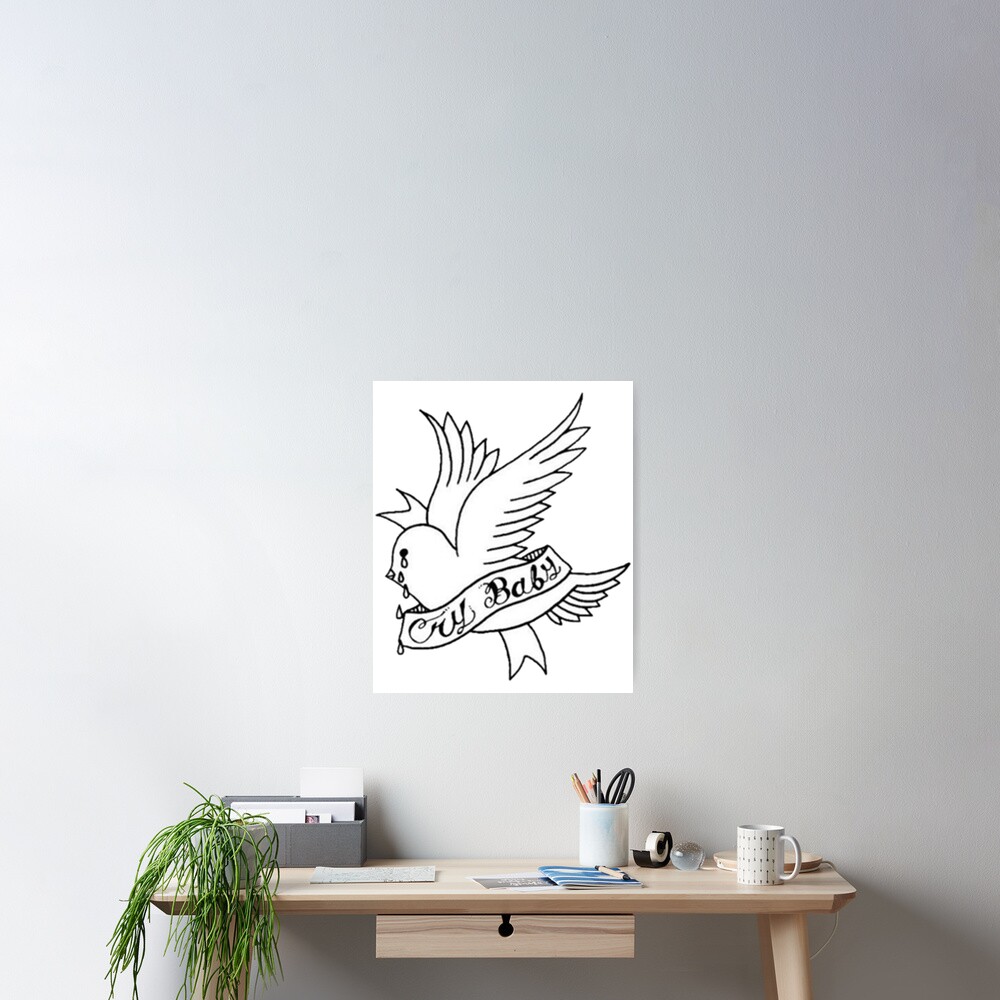 Lil Peep Cry Baby Vogel Tattoo Offizielles Design Poster Von Gravefaces Redbubble