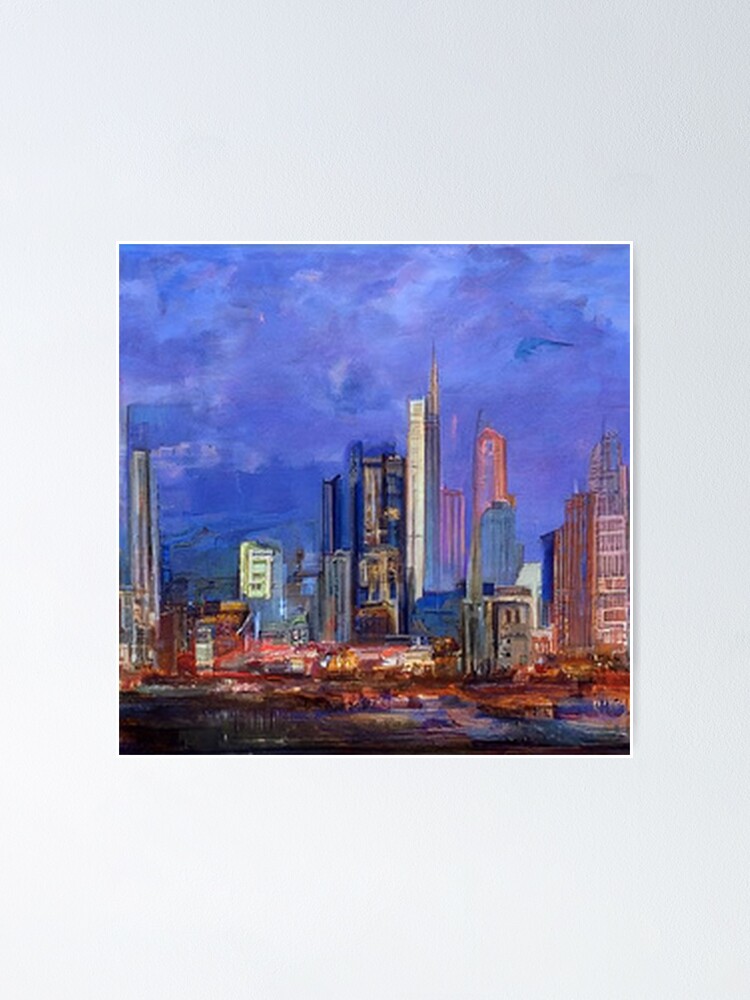 Topeka Kansas Skyline Oil Painting By Ai Us Cityscape Poster For