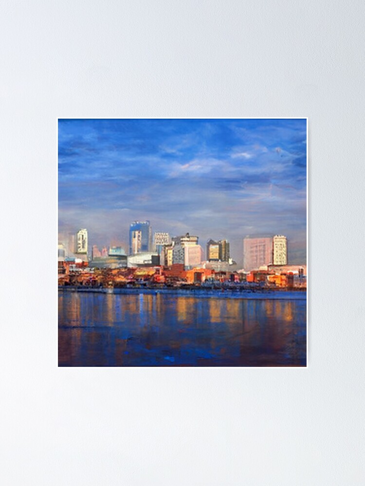 Trenton New Jersey Skyline Oil Painting By Ai Us Cityscape Poster