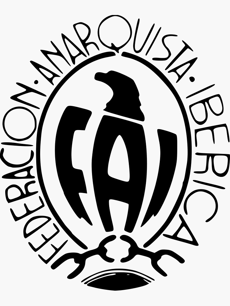 Pegatina FAI Federación Anarquista Ibérica Logotipo Guerra Civil