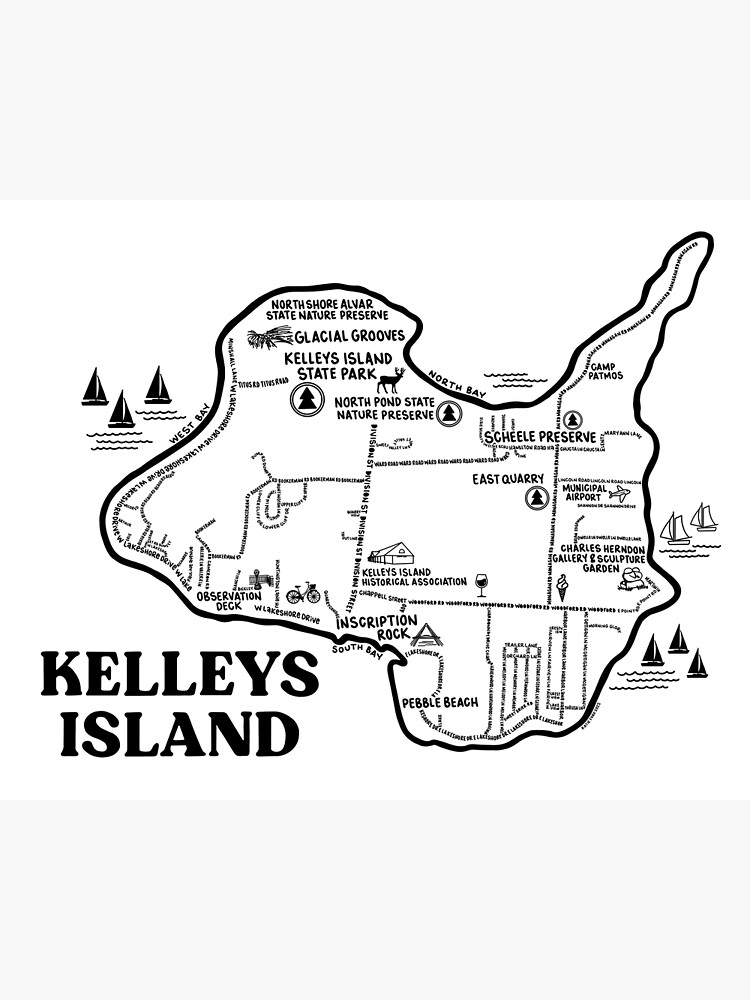 Kelleys Island Map Poster For Sale By Fiberandgloss Redbubble