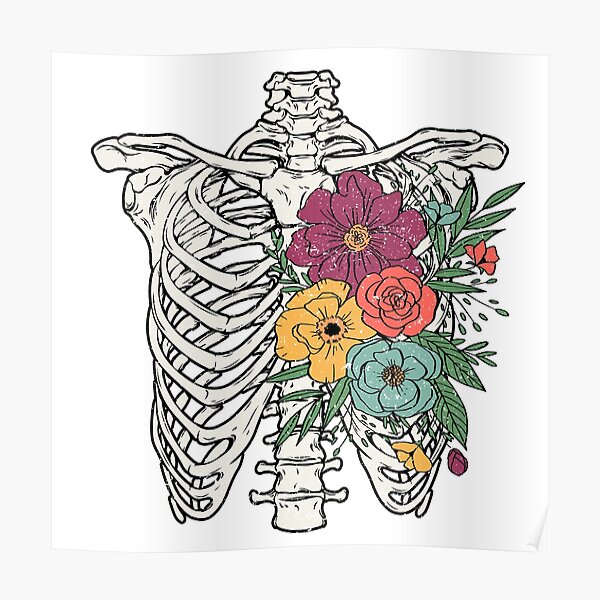 Rib Cage Floral Skeleton Skeleton Floral Rib Cage Bones Flowers