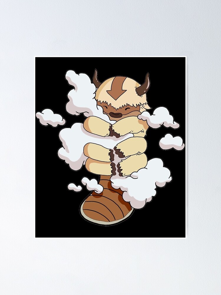 Appa Cuddling Clouds Avatar The Last Airbender Sticker Poster For