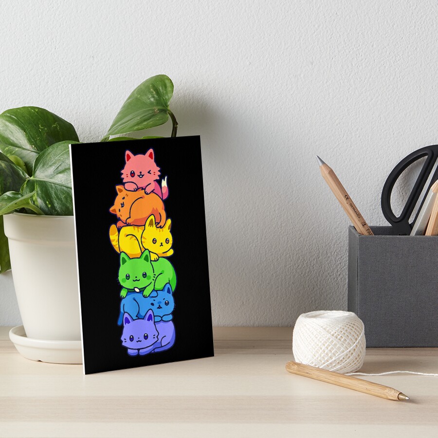 Gay Pride Cat Lgbt Kawaii Cats Pile Cute Anime Rainbow Flag Art Board