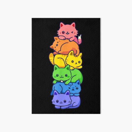 Gay Pride Cat Lgbt Kawaii Cats Pile Cute Anime Rainbow Flag Art Board