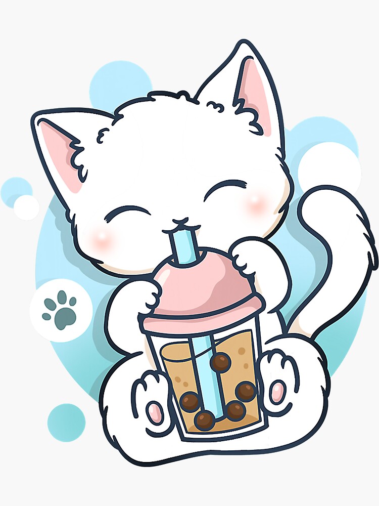 Cat Boba Tea Bubble Tea Anime Kawaii Neko Sticker For Sale By