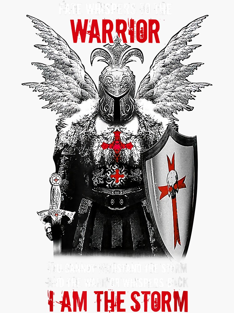 Knight Templar Fate Whispers To The Warrior Christian Sticker By