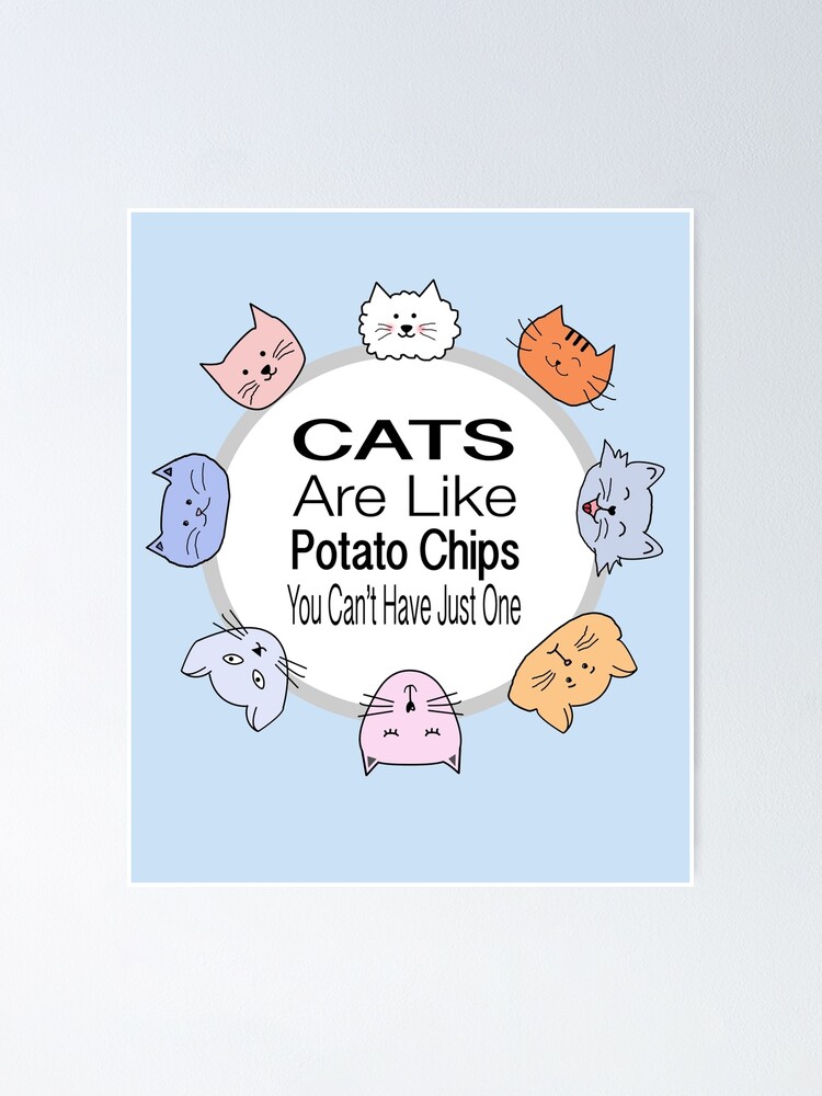 Póster Los gatos son como papas fritas no puedes tener solo una de