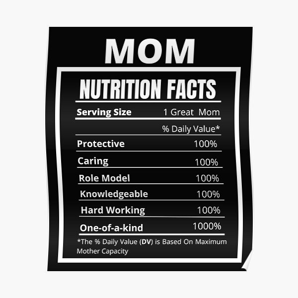 Mom Nutrition Facts Mother S Day Ideas Poster For Sale By