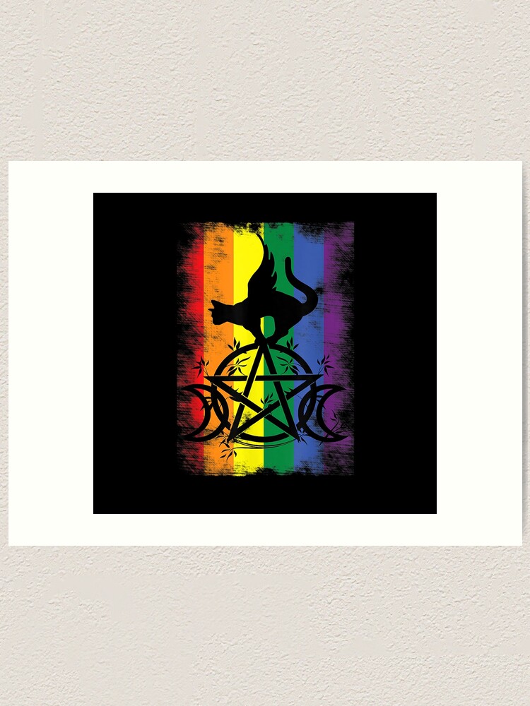 Gay Witch Pride Flag Triple Moon Pentacle Wicca Pagan Lgbtq T Shirt