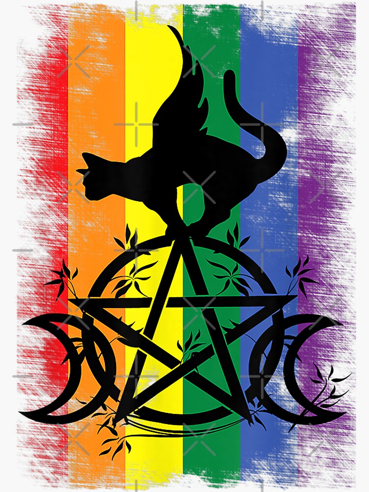 Gay Witch Pride Flag Triple Moon Pentacle Wicca Pagan Lgbtq T Shirt