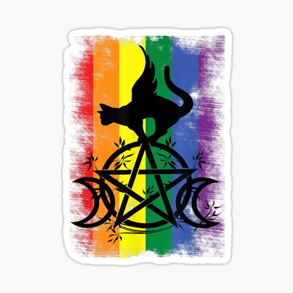 Gay Witch Pride Flag Triple Moon Pentacle Wicca Pagan LGBTQ T Shirt