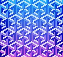 Penrose Cube Stack - Blue Purple by VanHogTrio
