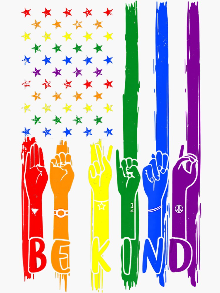 Talking Kind Sign Les Language Be Pride Flag Gay Lgbt Hand Sticker By