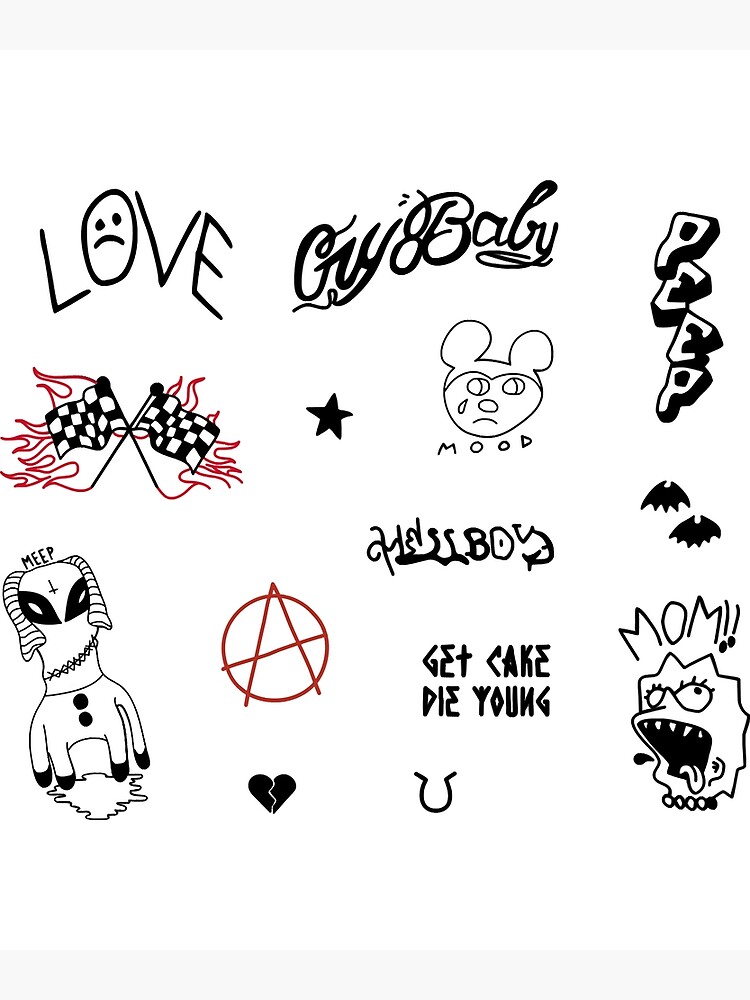 Lil Peep Tattoo Pack Lil Peep Merch Poster Von Minamoshijoko Redbubble