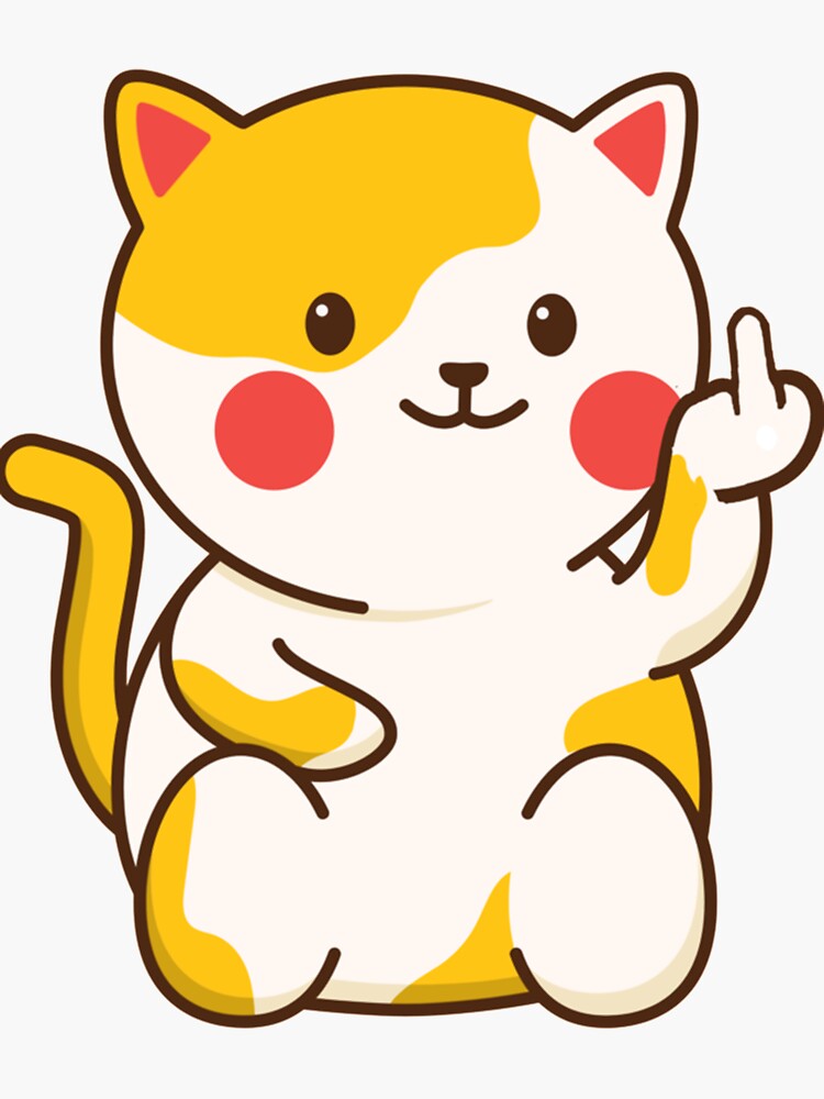 Cute Cat Fuck Off Emoji Kawaii Sticker By BellaArtCrafts Redbubble