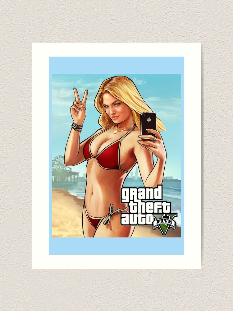 Grand Theft Auto V Girl Bikini Beach Girl Selfie Gta V Art Print By