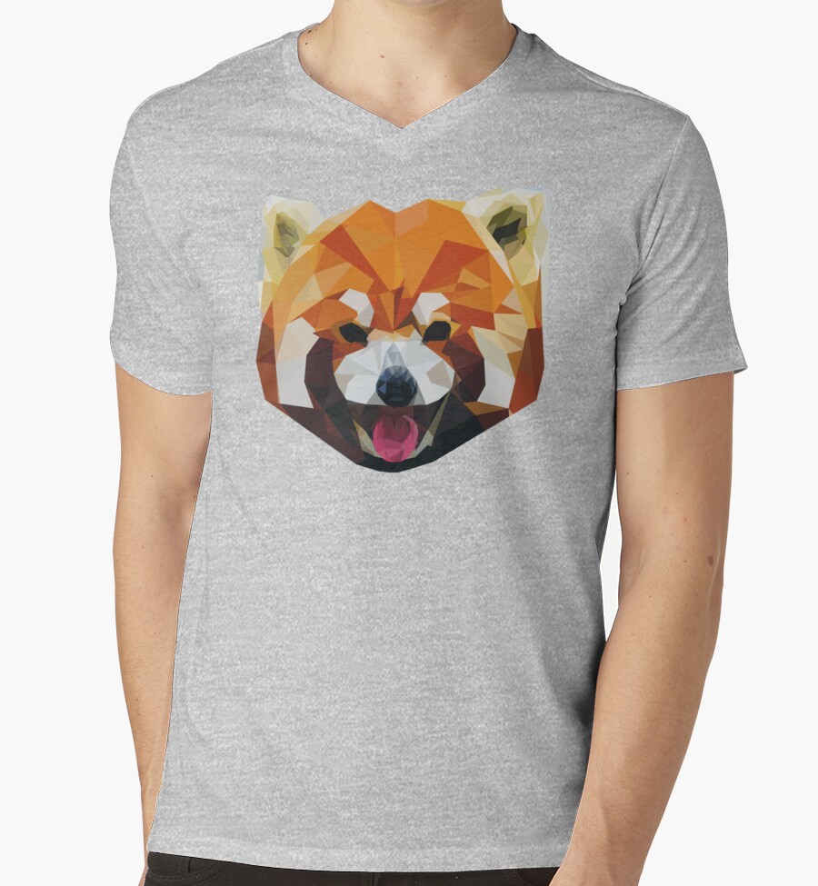 "Red Panda Tee Shirt" Mens V-Neck T-Shirts by mbps | Redbubble