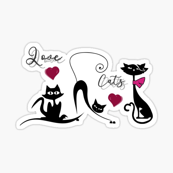 Love Cats Sticker By Paulacatlady Redbubble