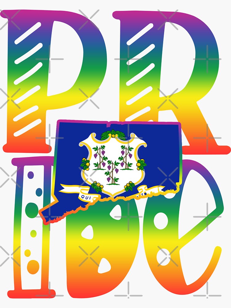 Connecticut Gay Pride In Art Block Letters Sticker By Tropicaltees