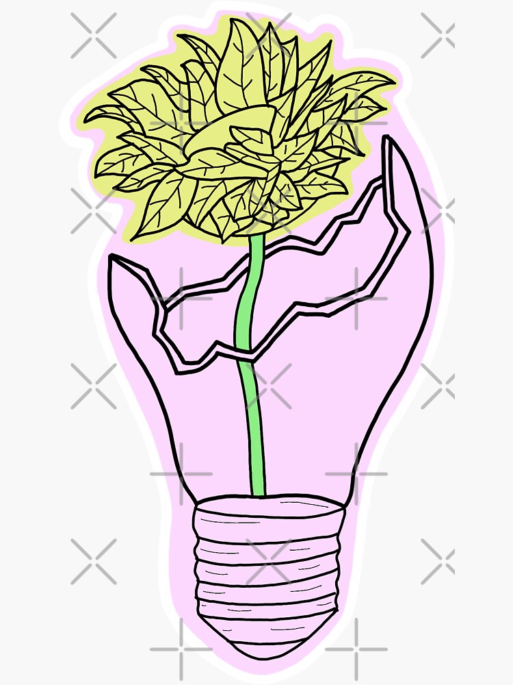 Flower In A Lightbulb Sticker By Alena N Redbubble