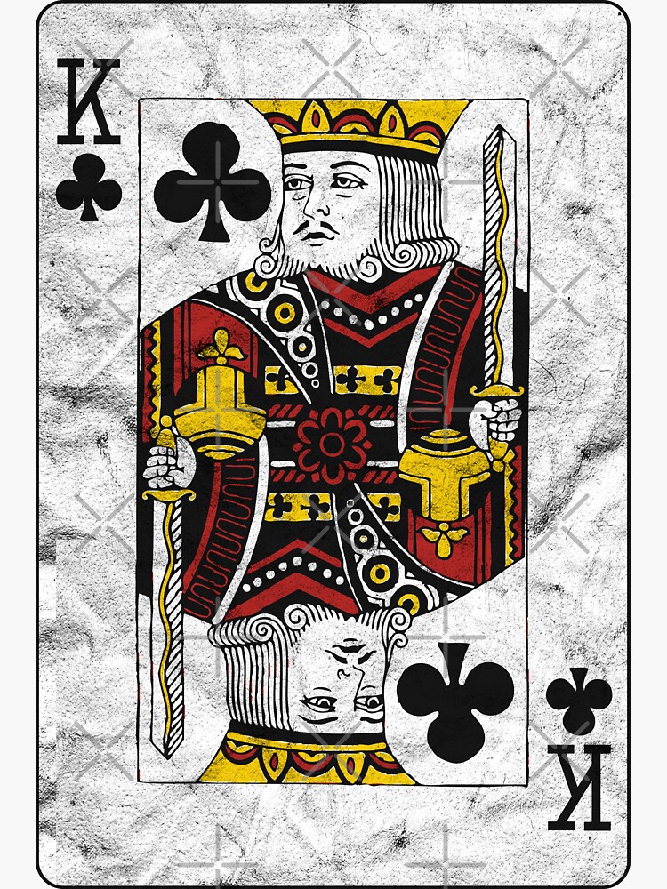 Playing Cards King Of Clubs Distressed Design Sticker For Sale By