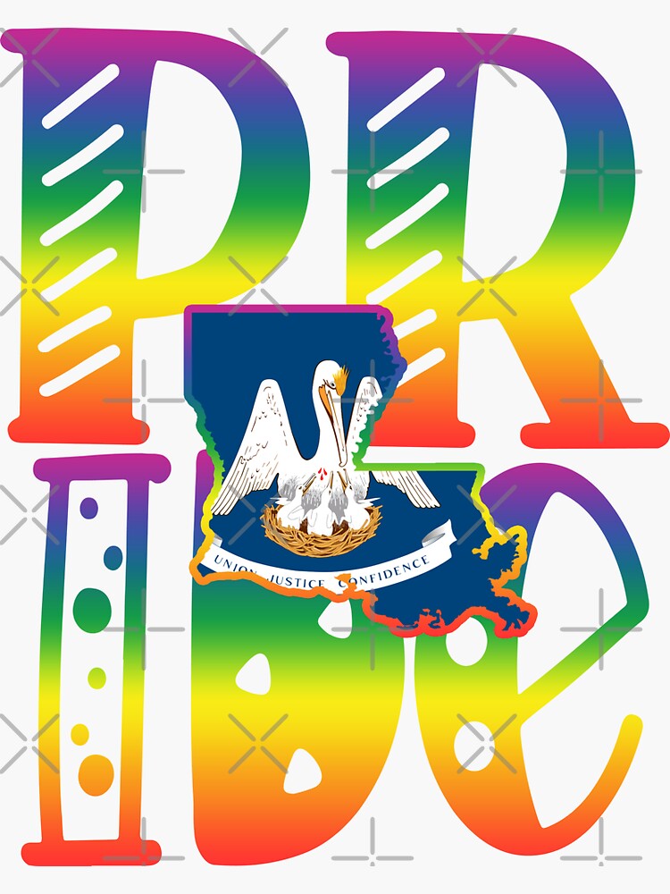 Louisiana Gay Pride In Art Block Letters Sticker By Tropicaltees