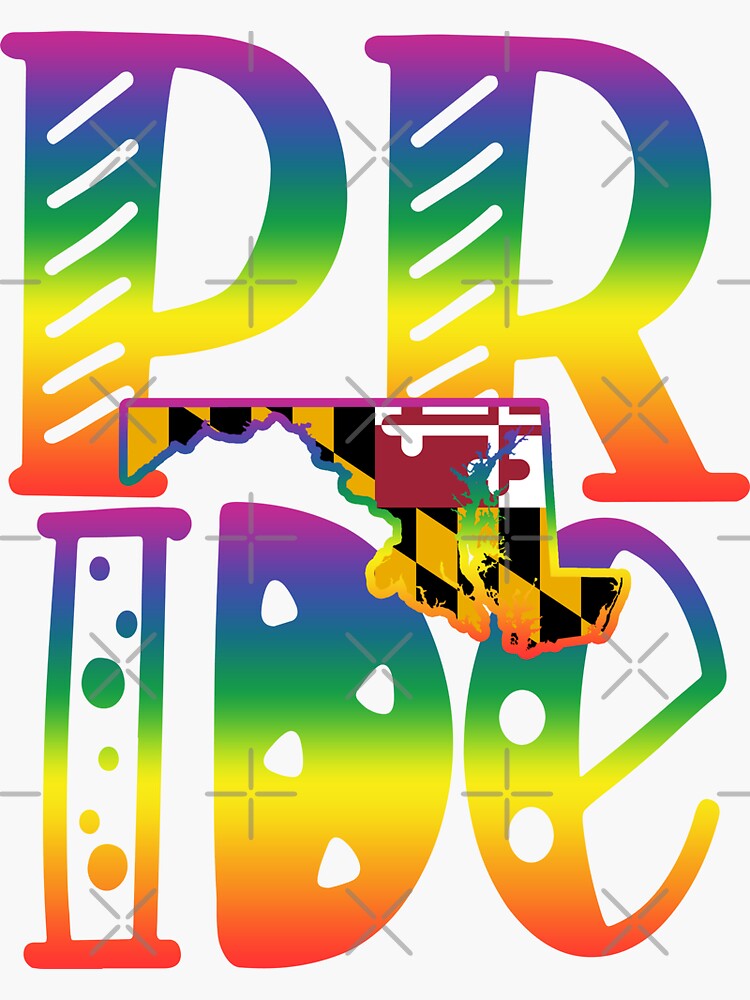 Maryland Gay Pride In Art Block Letters Sticker By Tropicaltees