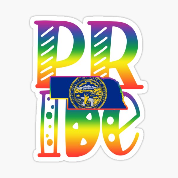 Nebraska Gay Pride In Art Block Letters Sticker By Tropicaltees