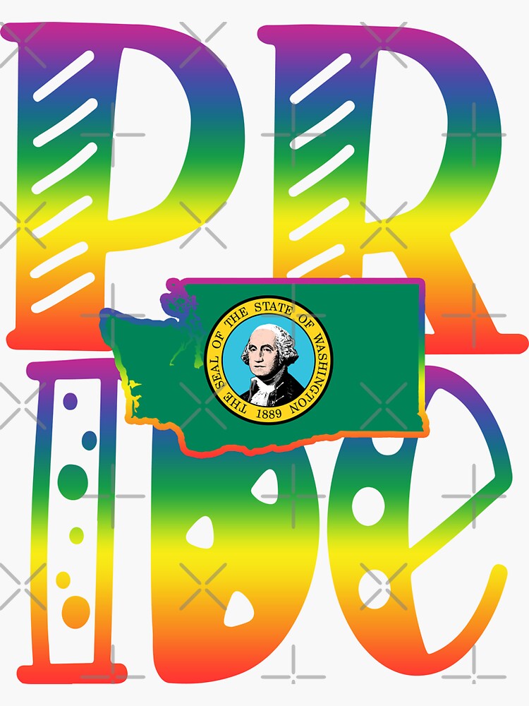 Washington Gay Pride In Art Block Letters Sticker By Tropicaltees