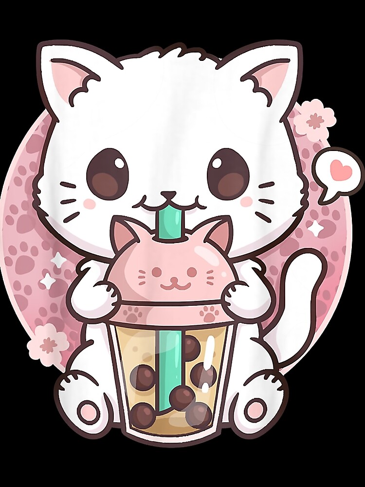 Boba Cat Boba Tea Bubble Tea Kawaii Anime Cat Kawaii Neko Art Print