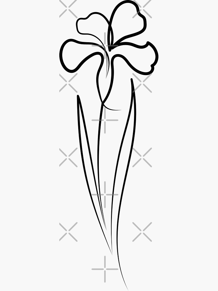 Sticker Art Minimal De Fleur D Iris Dessin D Une Ligne Dessin Au