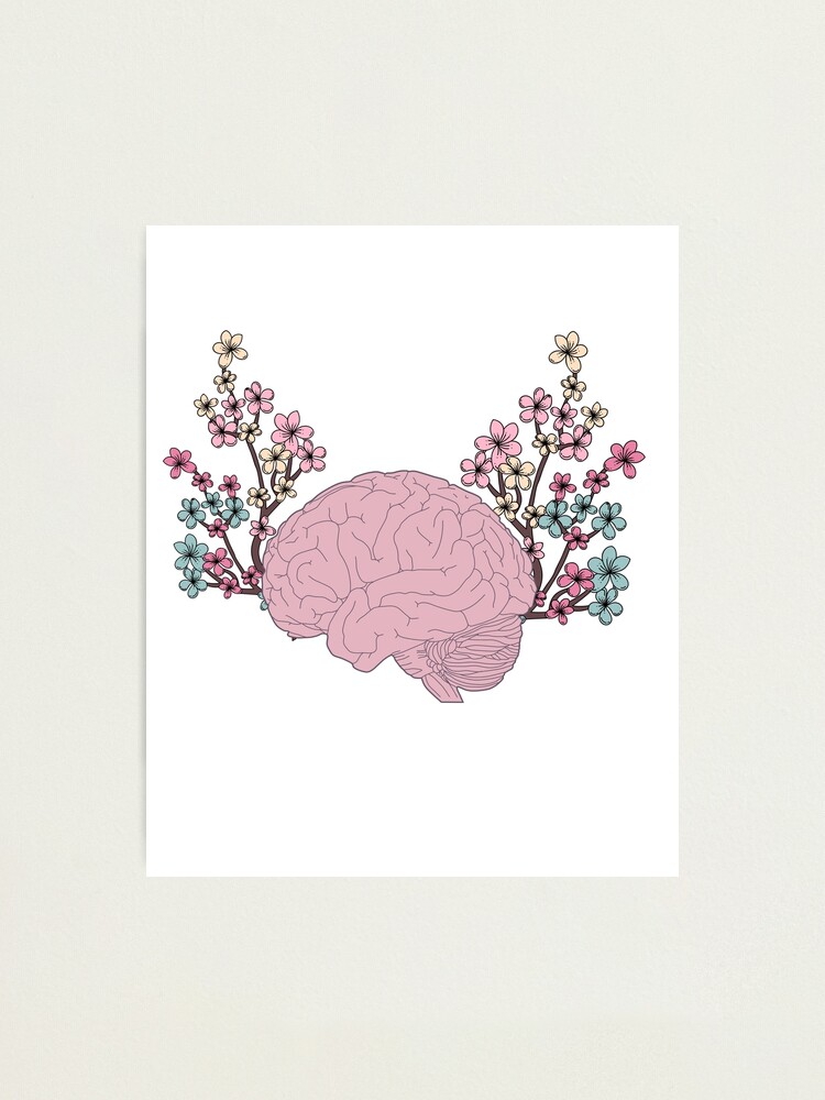 Lámina fotográfica cerebro humano con flores de preslavagenova