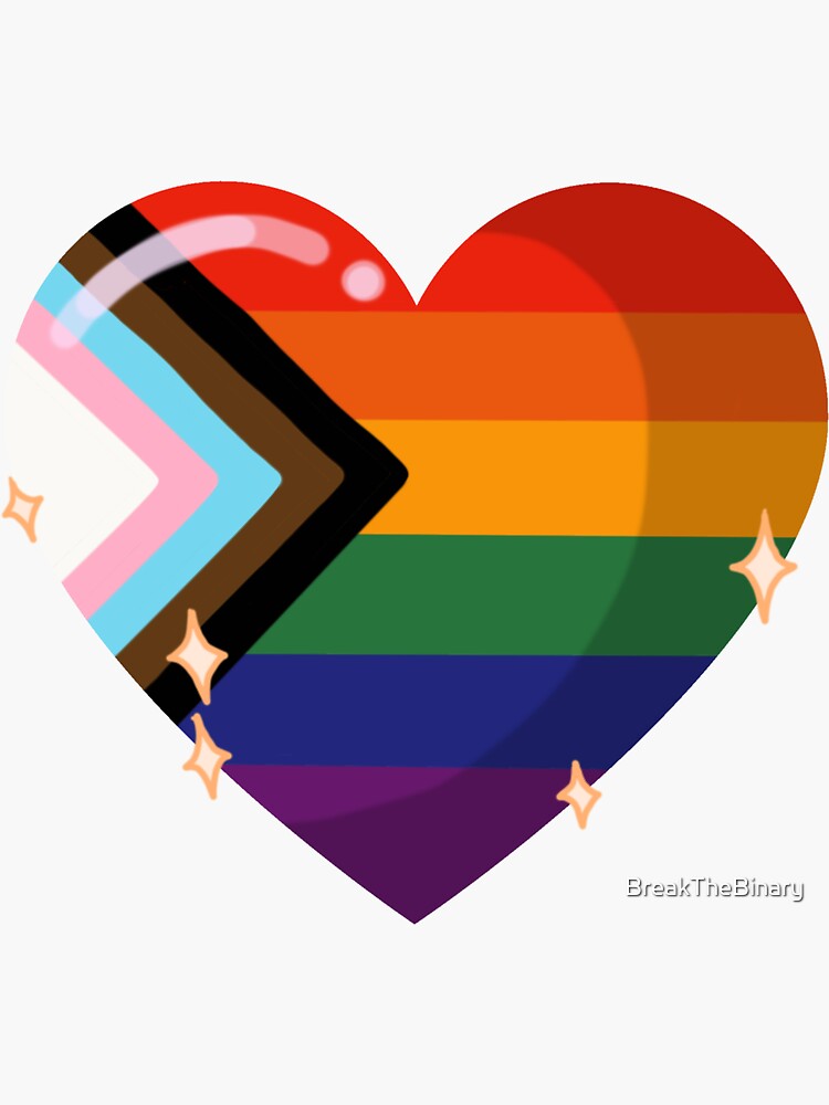 Progress Pride Flag Heart Sticker Sticker For Sale By Breakthebinary