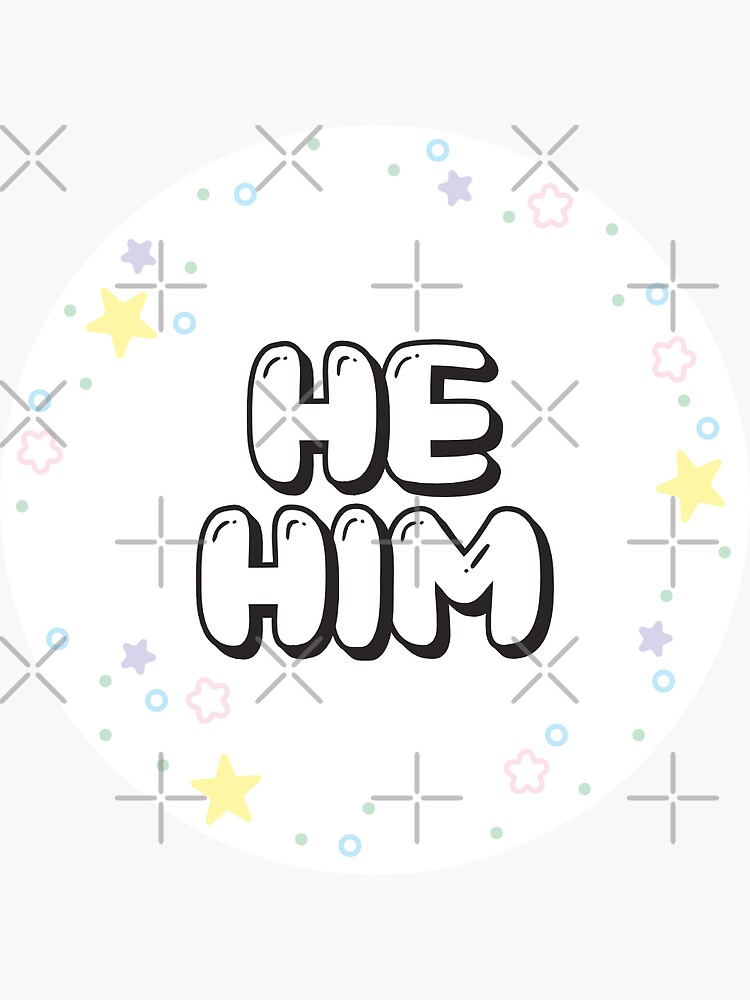 Pastel Star Confetti He Him Pronouns Sticker By Moonmint Redbubble