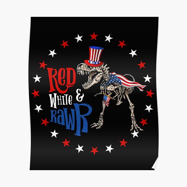 Red White And Rawr T Rex Dinosaur 4th Of July Poster For Sale By Hey