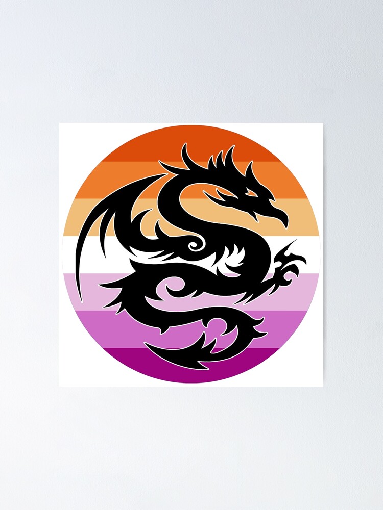 Dragon On Lesbian Pride Flag Circle Poster For Sale By Design Dungeon