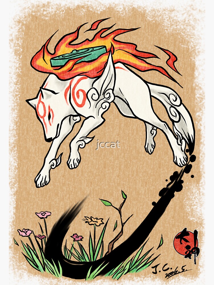 Okami Wolf Sticker For Sale By Jccat Redbubble