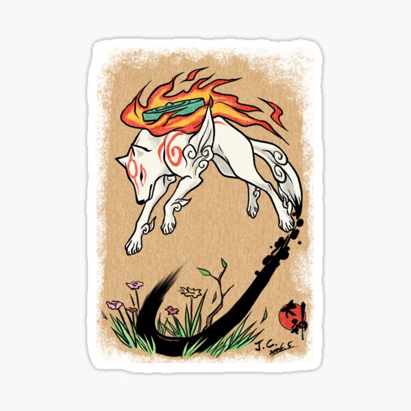 Okami Wolf Sticker For Sale By Jccat Redbubble