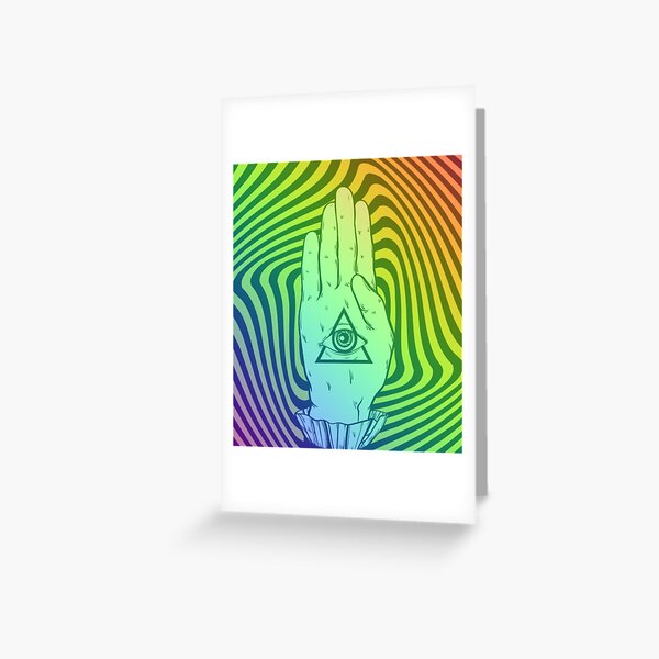 Hasma Trippy All Seeing Eye Hand Design Greeting Card By Conspirateez