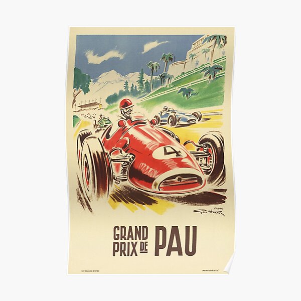 GRAND PRIX DE PAU France 1959 Vintage Car Racing Poster Geo Ham