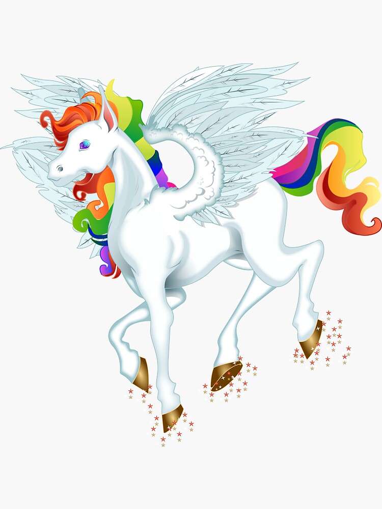 Funny Cute Rainbow Unicorn Sticker For Sale By Rykdesign Redbubble