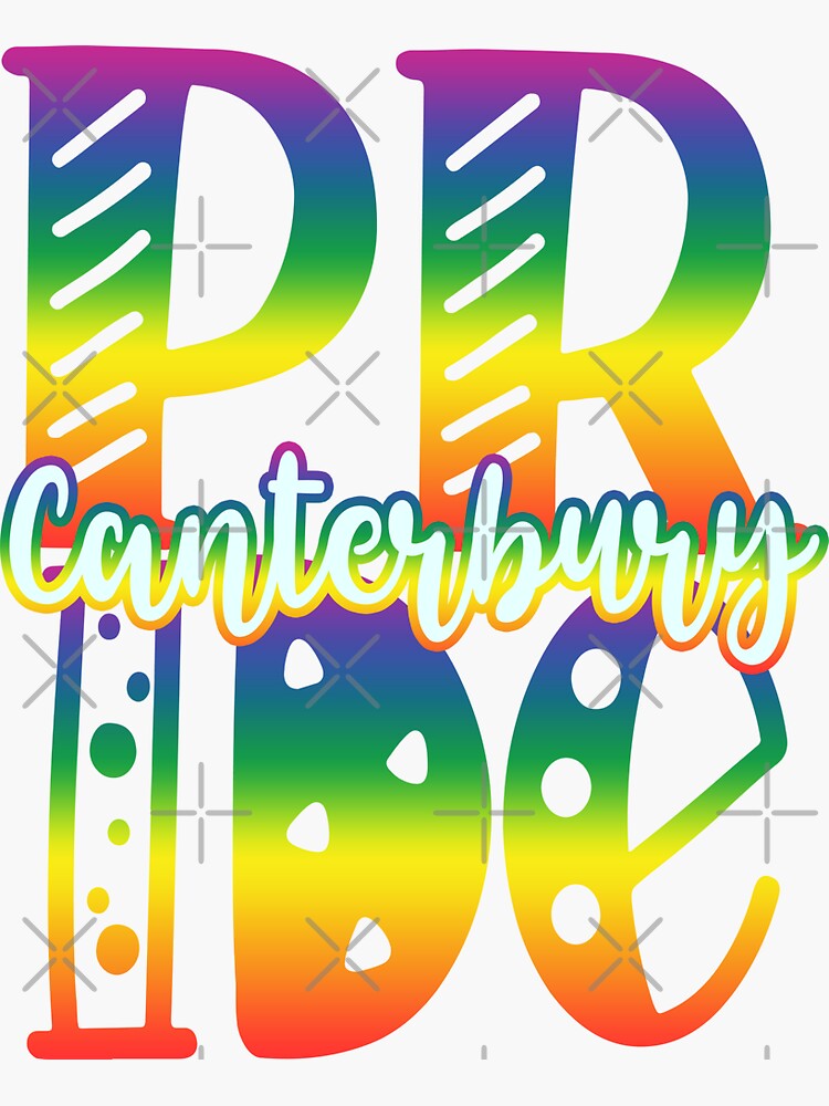 Canterbury Gay Pride In Art Block Letters Sticker For Sale By