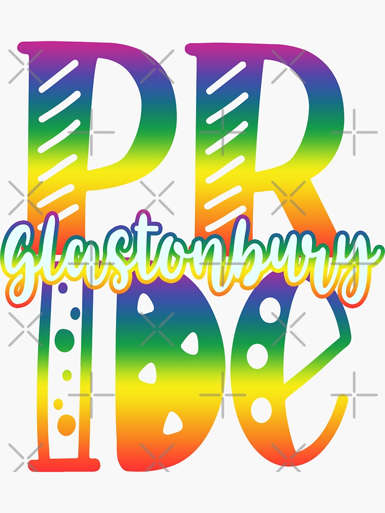 Glastonbury Gay Pride In Art Block Letters Sticker By Tropicaltees