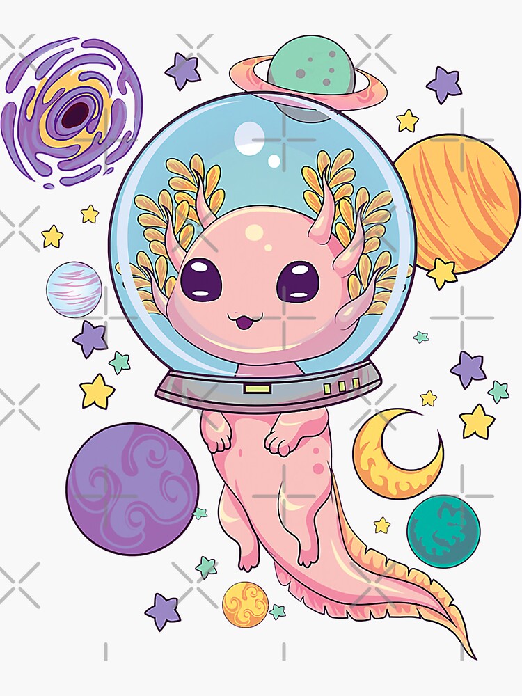 Space Axolotl Kawaii Pastel Goth Anime Aesthetic Nu Goth Sticker By