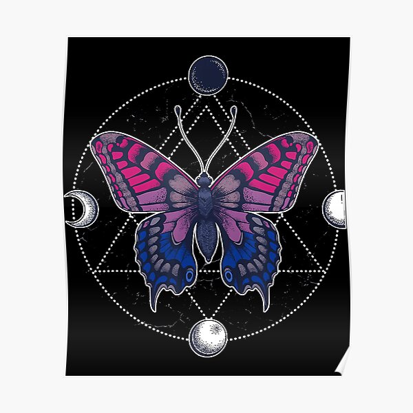 Bisexual Butterfly Bi Pride Flag Lgbt Moon Subtle Gay Poster For Sale