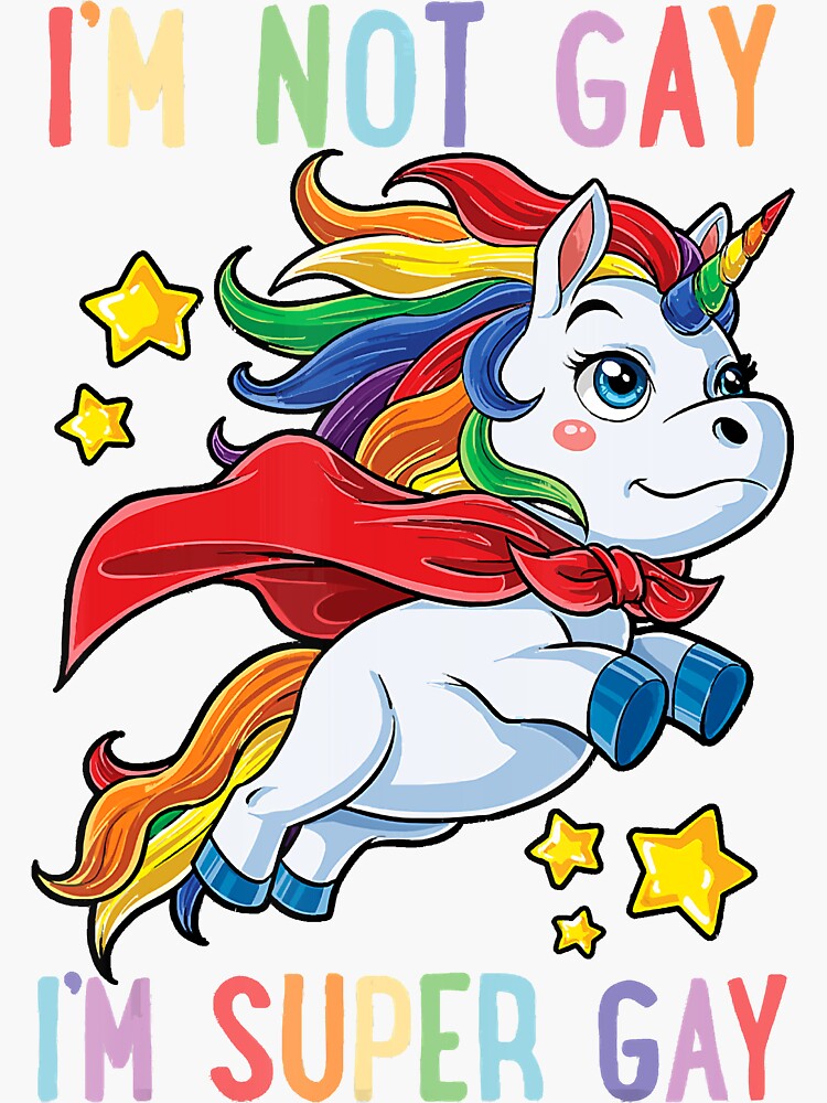 LGBTQ Unicorn Super Gay Pride LGBT Ally Rainbow Flag Retro Sticker