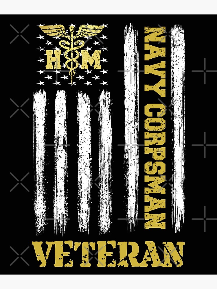 U S Navy Corpsman Veteran Proud Veteran Navy Corpsman American Flag